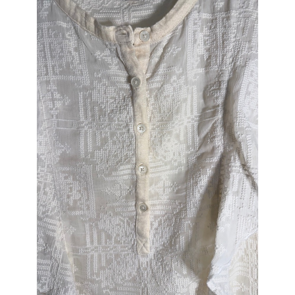 Banana Republic Heritage Collection Ivory Embroidered Ruffle Sleeveless Top XS - Picture 5 of 7